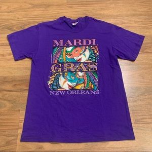 Vintage 90s Mardi Gras New Orleans Graphic Print Adult Large Glitter